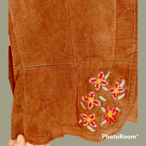 Vtg y2k 90s hippie suede embroidered jacket - Picture 5 of 12
